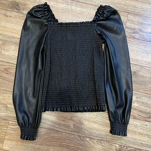 Marc New York Black Faux Leather Top